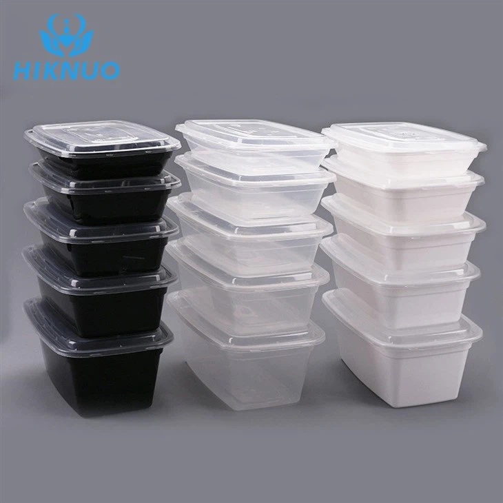 400ml Rectangular Container Black Takeaway Lunch Packaging Box Disposable Plastic Meal